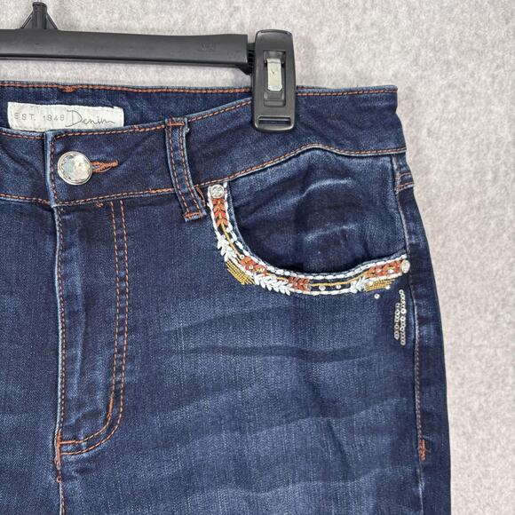 Cato Bootcut Southwest Aztec Jeans 14 Stretch Sequins Embroidered Rodeo Western - Picture 7 of 16